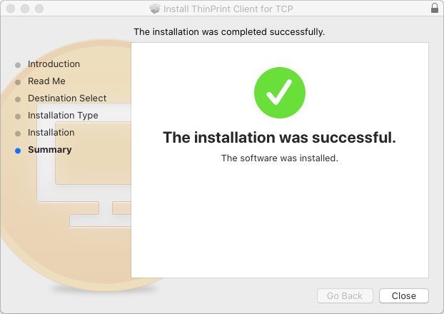 Installation successfully completed