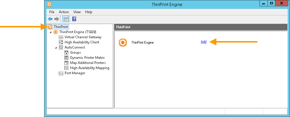 Open the configuration console for a remote ThinPrint Engine