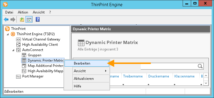 Dynamic Printer Matrix öffnen