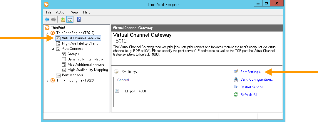 Virtual Channel Gateway configuration