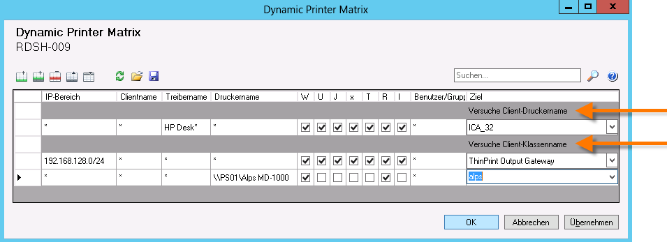 Veraltete Dynamic Printer Matrix