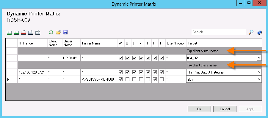 Legacy Dynamic Printer Matrix