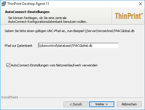 Desktop-Agent-Installer: AutoConnect-Einstellungen
