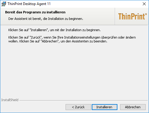 Desktop-Agent-Installer: Installation starten