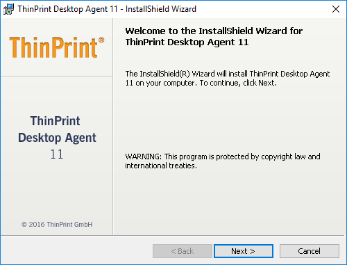 Desktop Agent installer: Welcome window