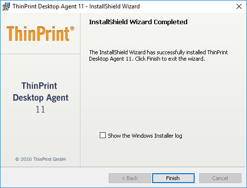Desktop Agent installer: finished successfully 