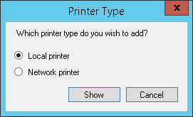 Select printer type