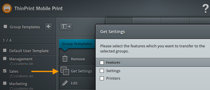 Get settings of other group templates