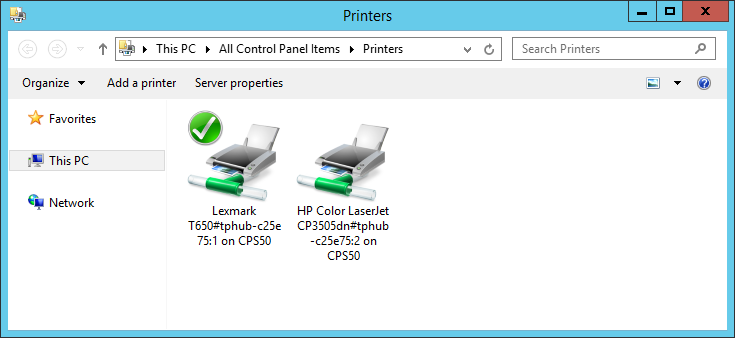  two printers connected in a session by cps50
