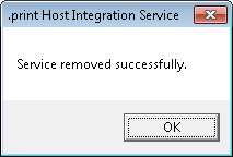 Host Integration Service successfully uninstalled