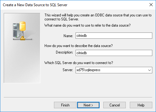 name of the connector and address of the SQL database