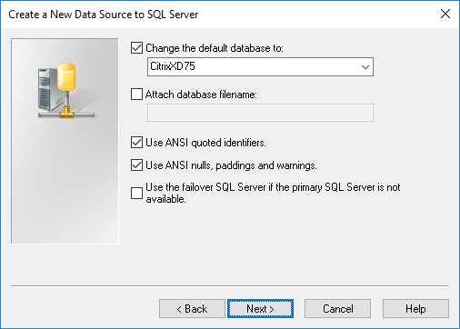 specifying the SQL database