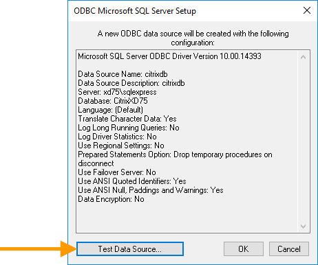 testing the access to the Citrix database
