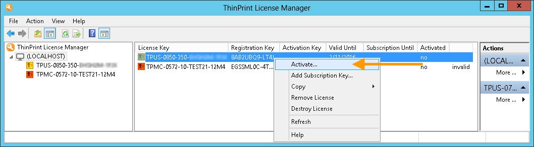 activating a license key