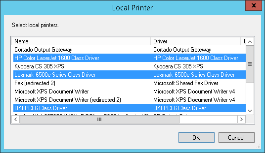 Selecting locally installed printers for Personal Printing