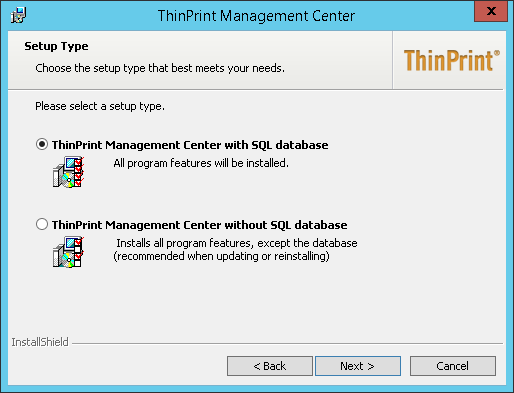 Management Center installer: SQL database is to be installed too