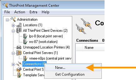 Management Center: creating a new Connection