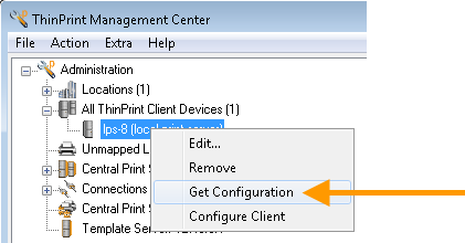 Importing ThinPrint Client’s printer list with Get Configuration 