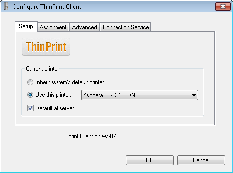 Management Center: Remote configuration of a ThinPrint Client