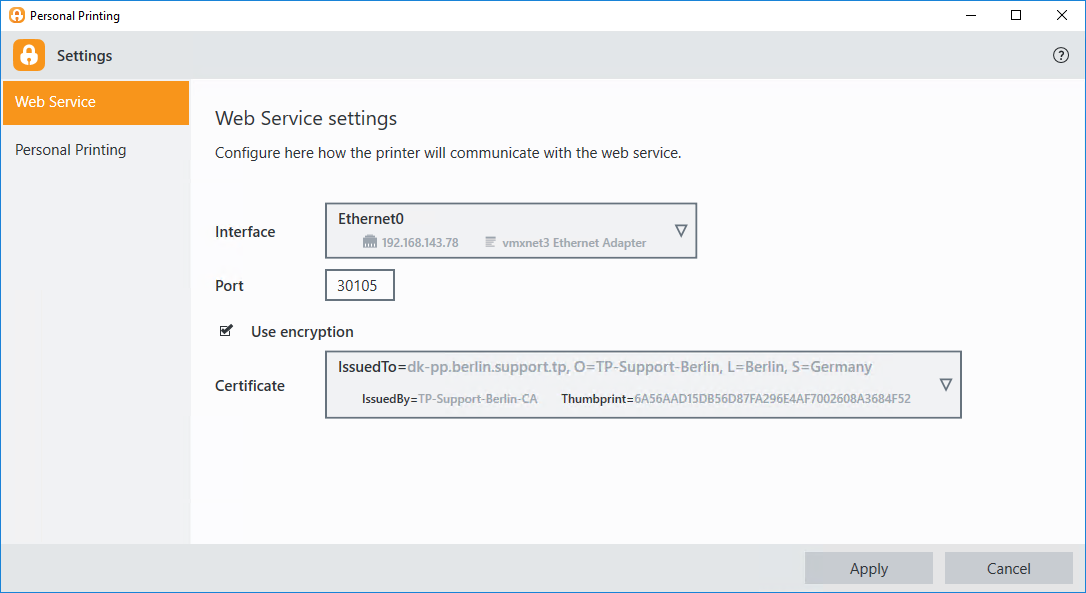Configure Web Service settings