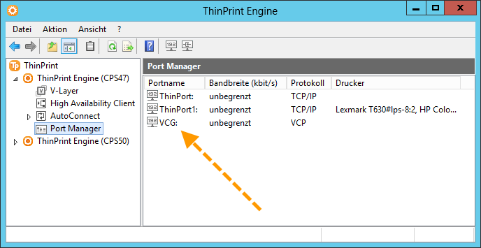 ThinPrint Port vom Typ Virtual Channel Gateway nutzen 