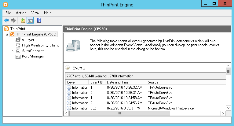 ThinPrint Engine console