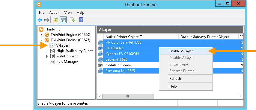 Enabling V-Layer for all printers with native driver