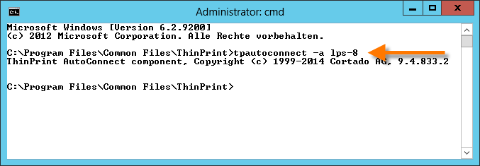 Connecting printers with AutoConnect (in this example: on the command line) 