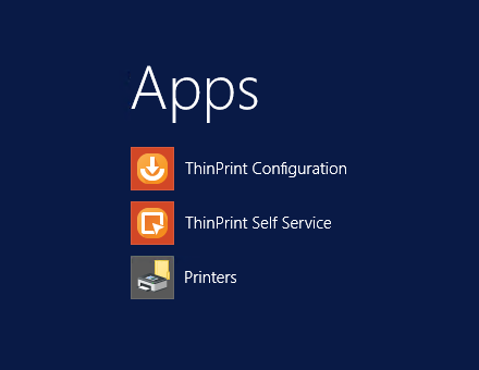 Start menu entries generated by the ThinPrint Engine installer