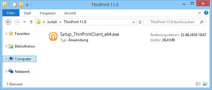 Installationsroutine des ThinPrint Clients starten