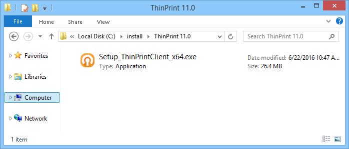 Start ThinPrint Client installation program