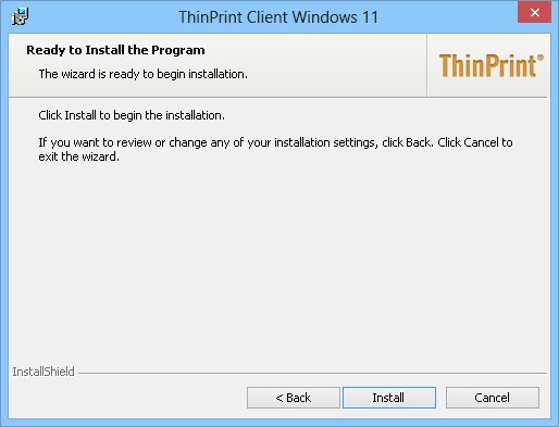 ThinPrint Client installer: starting the installation procedure