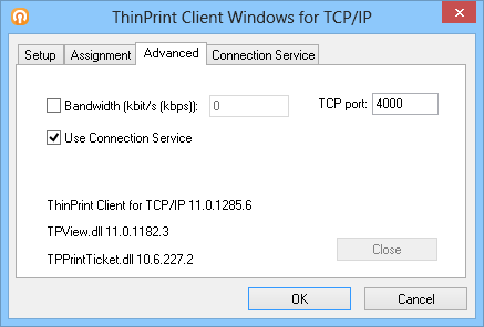 ThinPrint Client Manager for Windows: advanced options