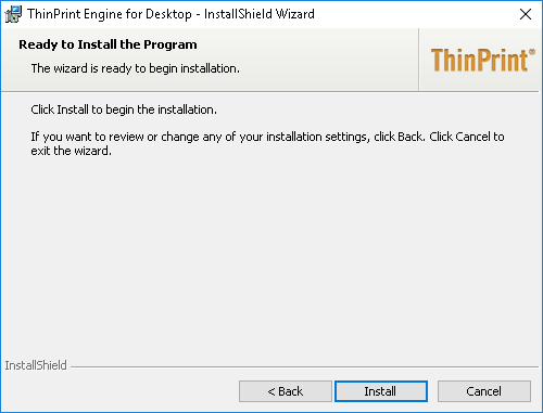 ThinPrint Engine for Desktop: Start installation