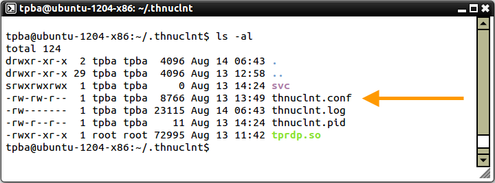 Config file thnuclnt.conf in the directory ~/.thnuclnt