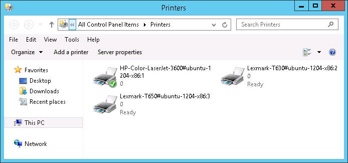 CUPS printers mapped into the Remote Desktop session