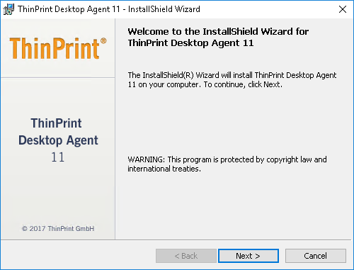 Desktop Agent installer: Welcome window