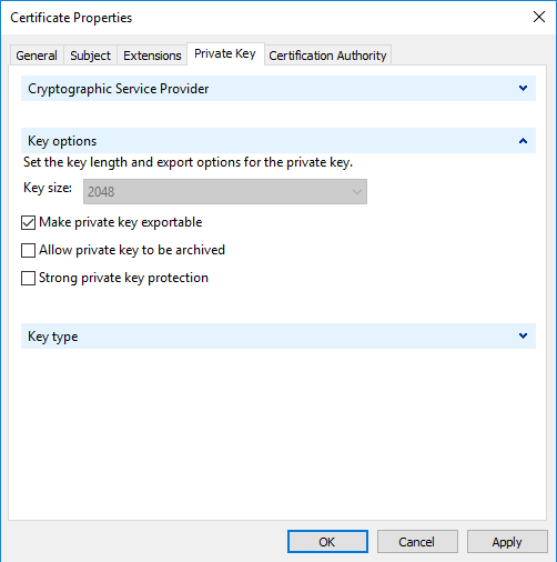 member server: marking the private key as exportable