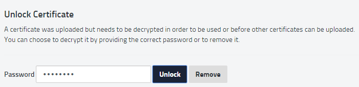 unlocking a certificate, using its password