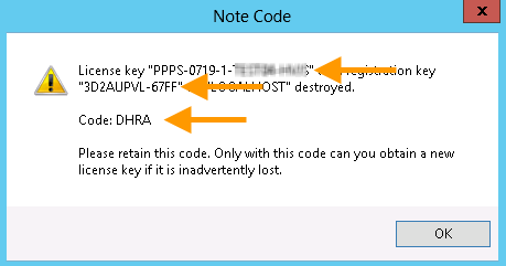  record the license key, the registration key and the 4-digit code