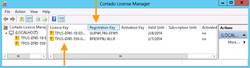  license keys with their registration keys
