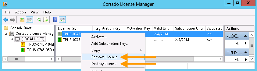 removing a license key