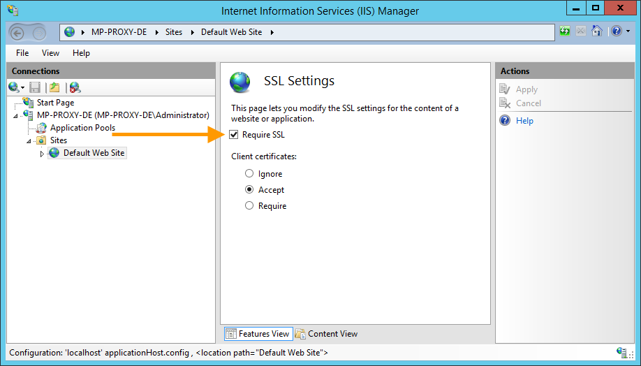 SSL Settings: enable SSL 