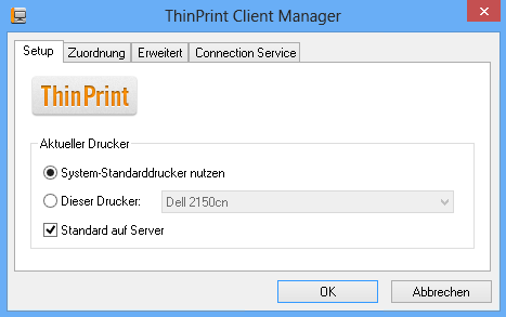 ThinPrint Client Manager: Aktueller Drucker