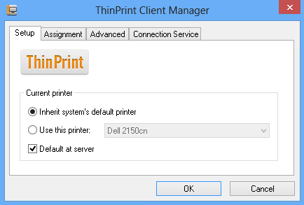 ThinPrint Client Manager: Current printer