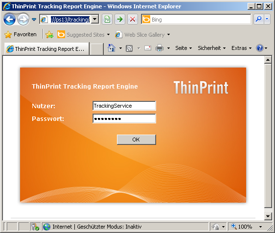 Tracking Report Engine im Webbrowser starten