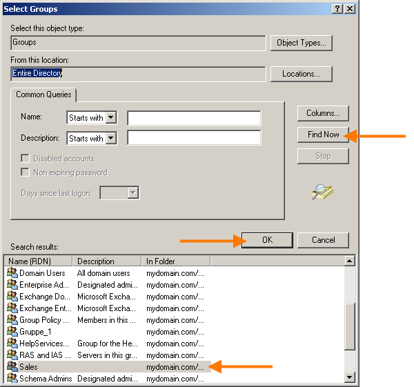 Select group from Active Directory