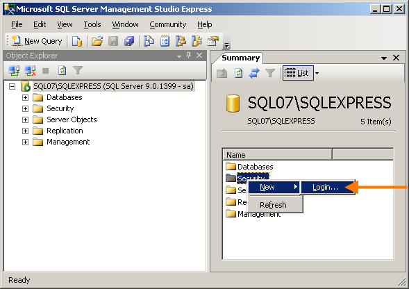 Install access for Tracking Service on the SQL server