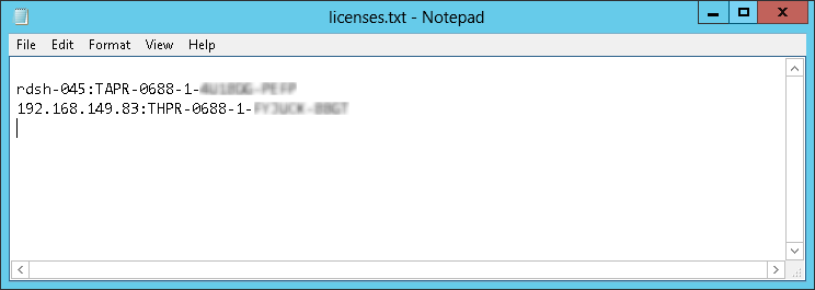  license file for licensing two servers (example)
