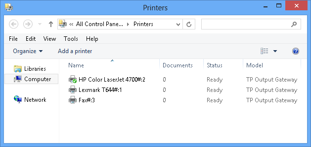  printers with Output Gateway as virtual driver, created on a Horizon desktop by AutoConnect